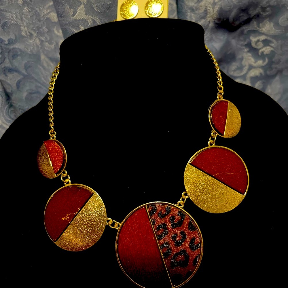 Geometric Leopard Necklace/Earring Set